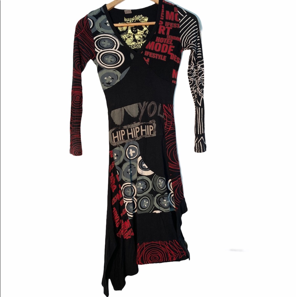 Dress with asymmetrical bottom with side slits
